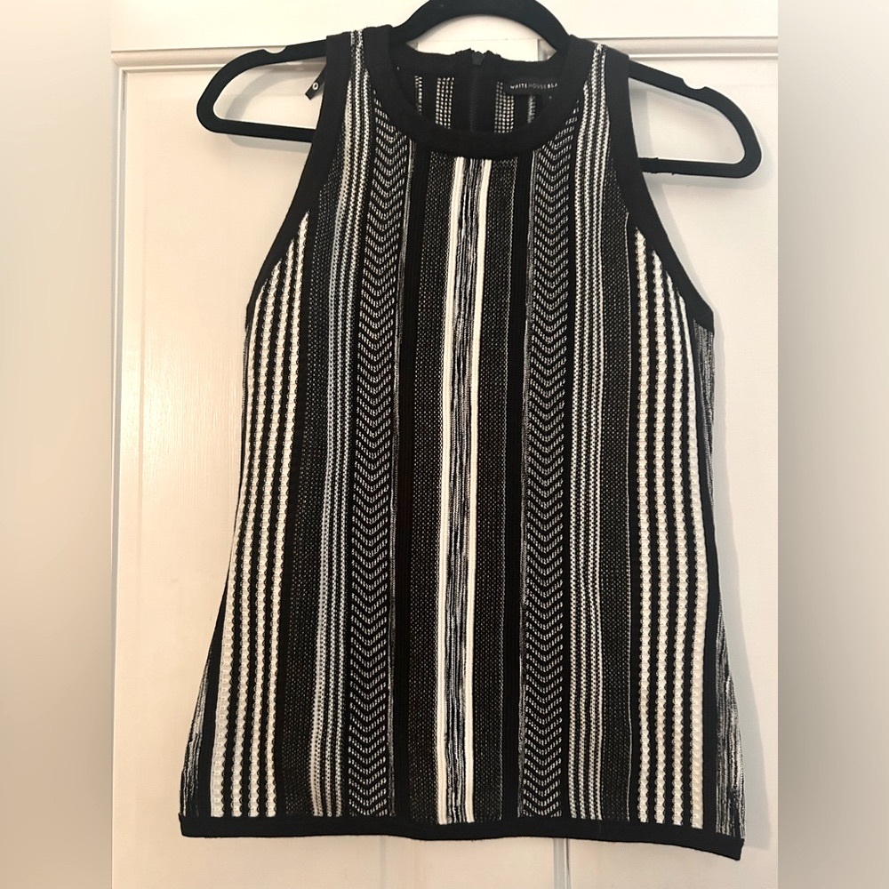 White House Black Market crew neck stripe Halter top Size S